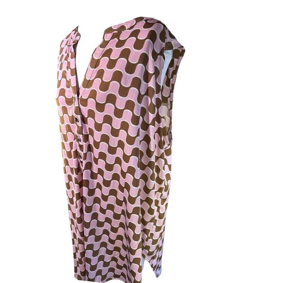 Cato Womens Sleeveless Pink Brown Wave Print Tunic Top With Button Details 18/20 - Picture 4 of 8